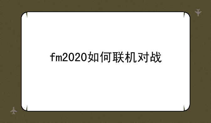fm2020如何联机对战