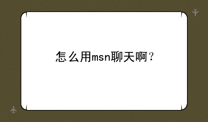 怎么用msn聊天啊？