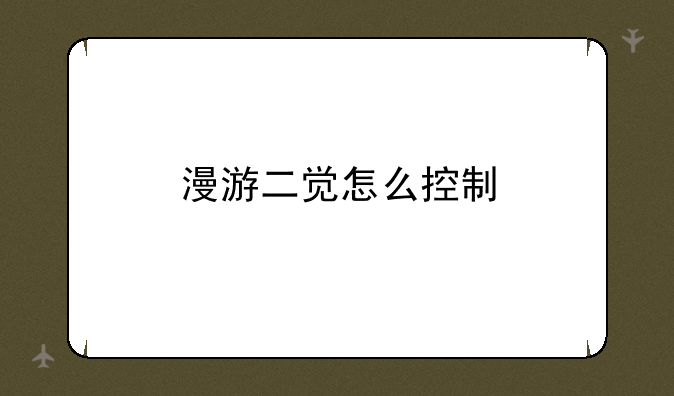 漫游二觉怎么控制