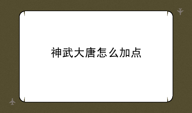 神武大唐怎么加点