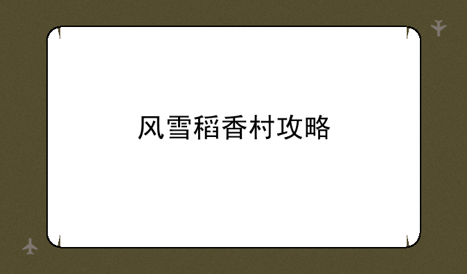 风雪稻香村攻略