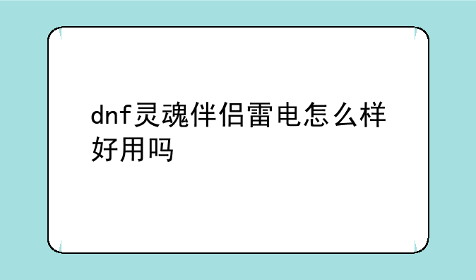dnf灵魂伴侣雷电怎么样好用吗