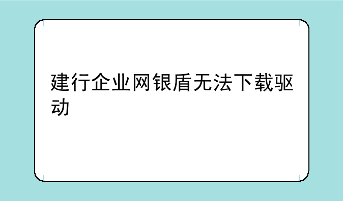 建行企业网银盾无法下载驱动