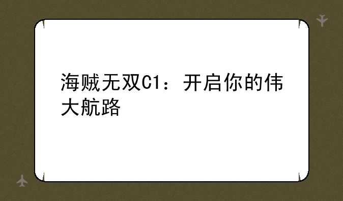 海贼无双C1：开启你的伟大航路