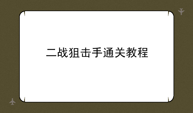 二战狙击手通关教程