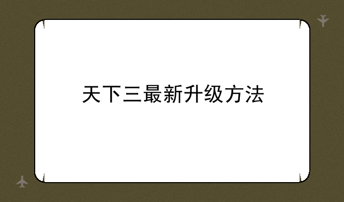 天下三最新升级方法
