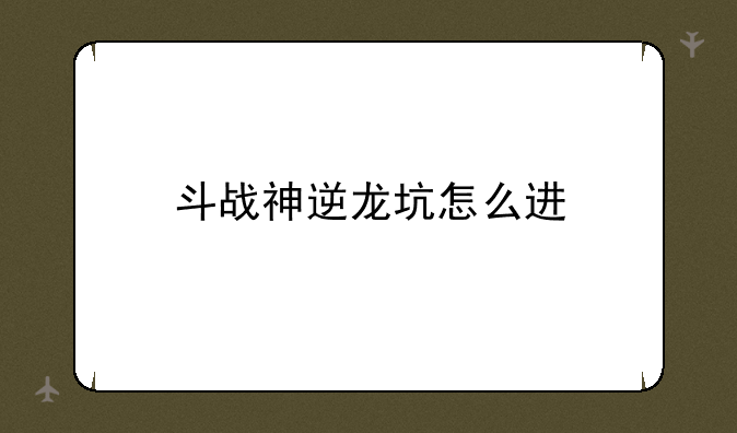 斗战神逆龙坑怎么进