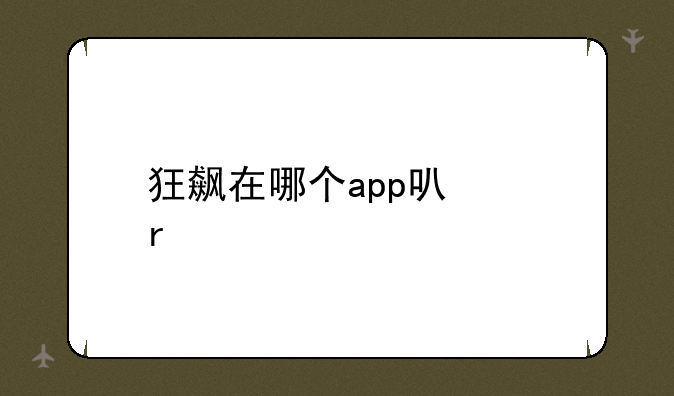 狂飙在哪个app可以看