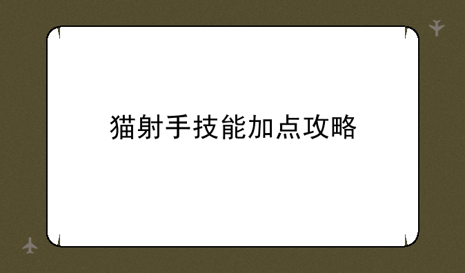 猫射手技能加点攻略