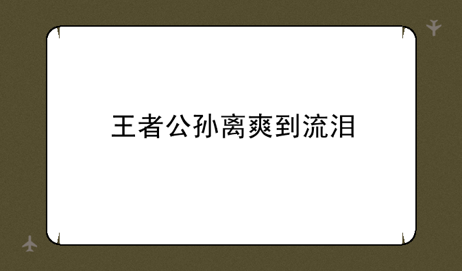 王者公孙离爽到流泪