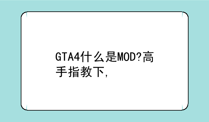 GTA4什么是MOD?高手指教下,