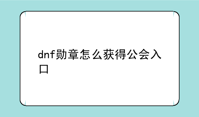 dnf勋章怎么获得公会入口