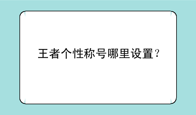 王者个性称号哪里设置？