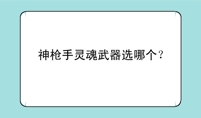 神枪手灵魂武器选哪个？