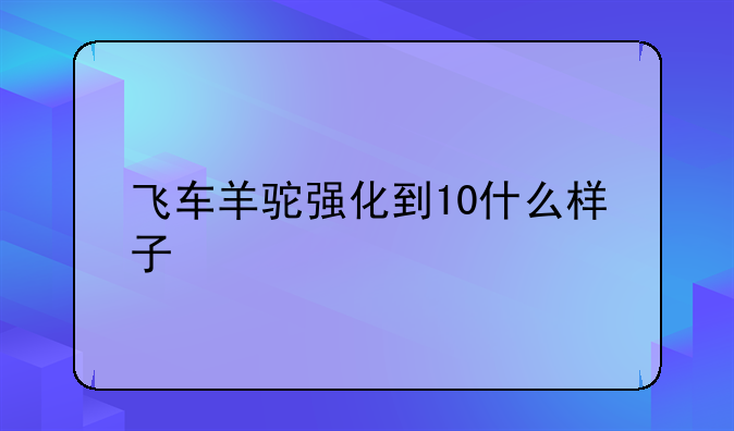 飞车羊驼强化到10什么样子