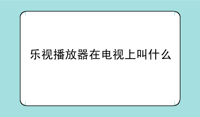 乐视播放器在电视上叫什么