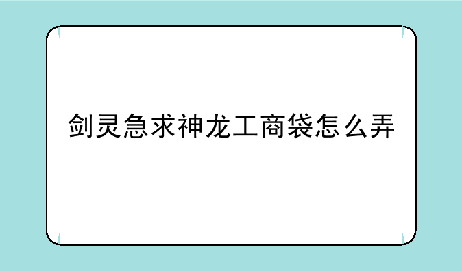 剑灵急求神龙工商袋怎么弄