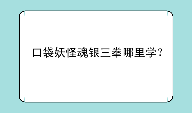 口袋妖怪魂银三拳哪里学？