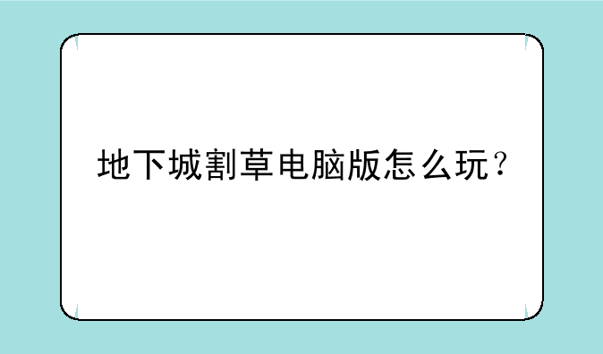 地下城割草电脑版怎么玩？