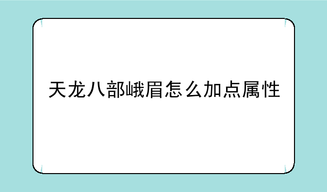 天龙八部峨眉怎么加点属性