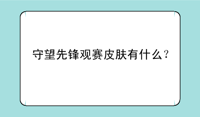 守望先锋观赛皮肤有什么？