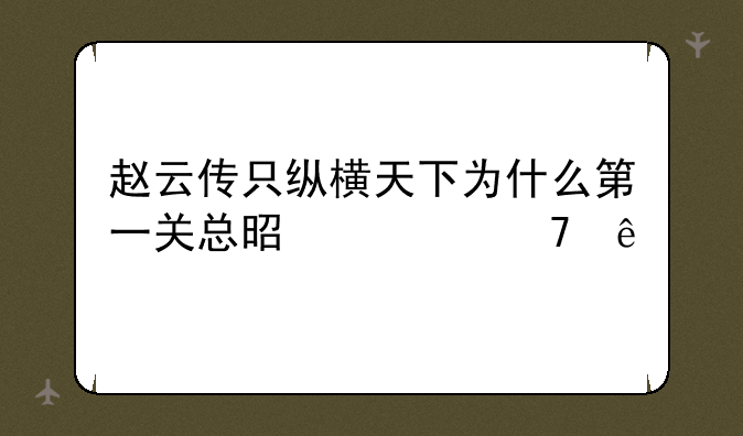 赵云传只纵横天下为什么第一关总是过不了