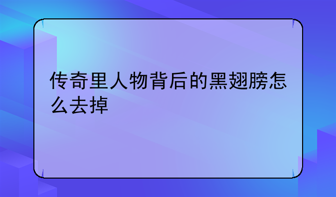 传奇里人物背后的黑翅膀怎么去掉