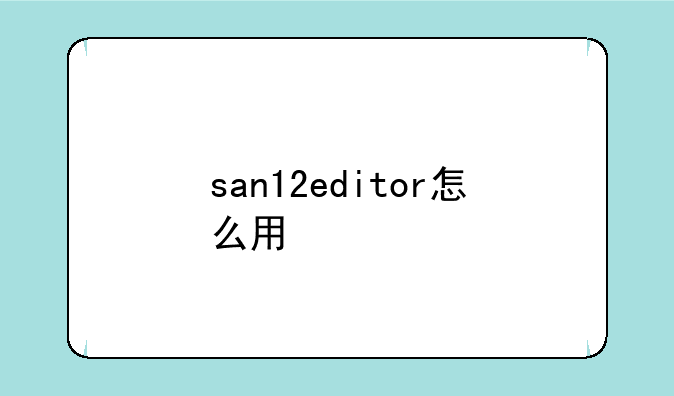san12editor怎么用