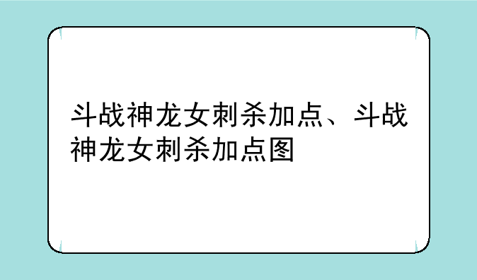 斗战神龙女刺杀加点、斗战神龙女刺杀加点图