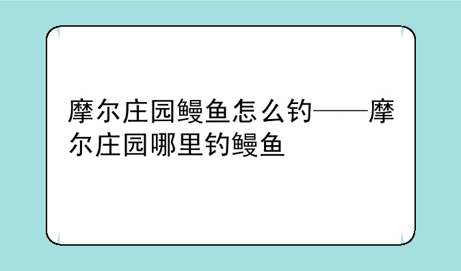 摩尔庄园鳗鱼怎么钓——摩尔庄园哪里钓鳗鱼