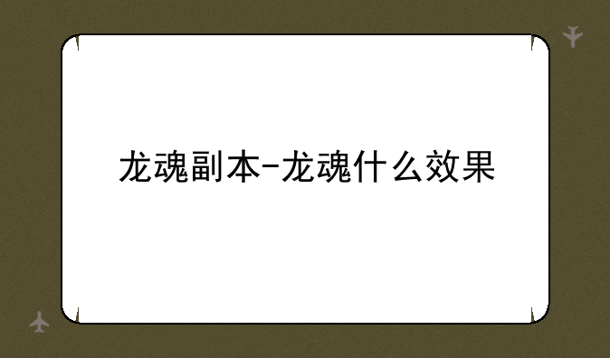 龙魂副本-龙魂什么效果