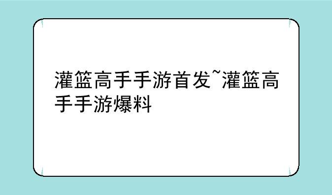 灌篮高手手游首发~灌篮高手手游爆料