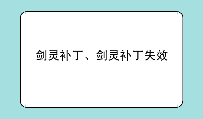 剑灵补丁、剑灵补丁失效